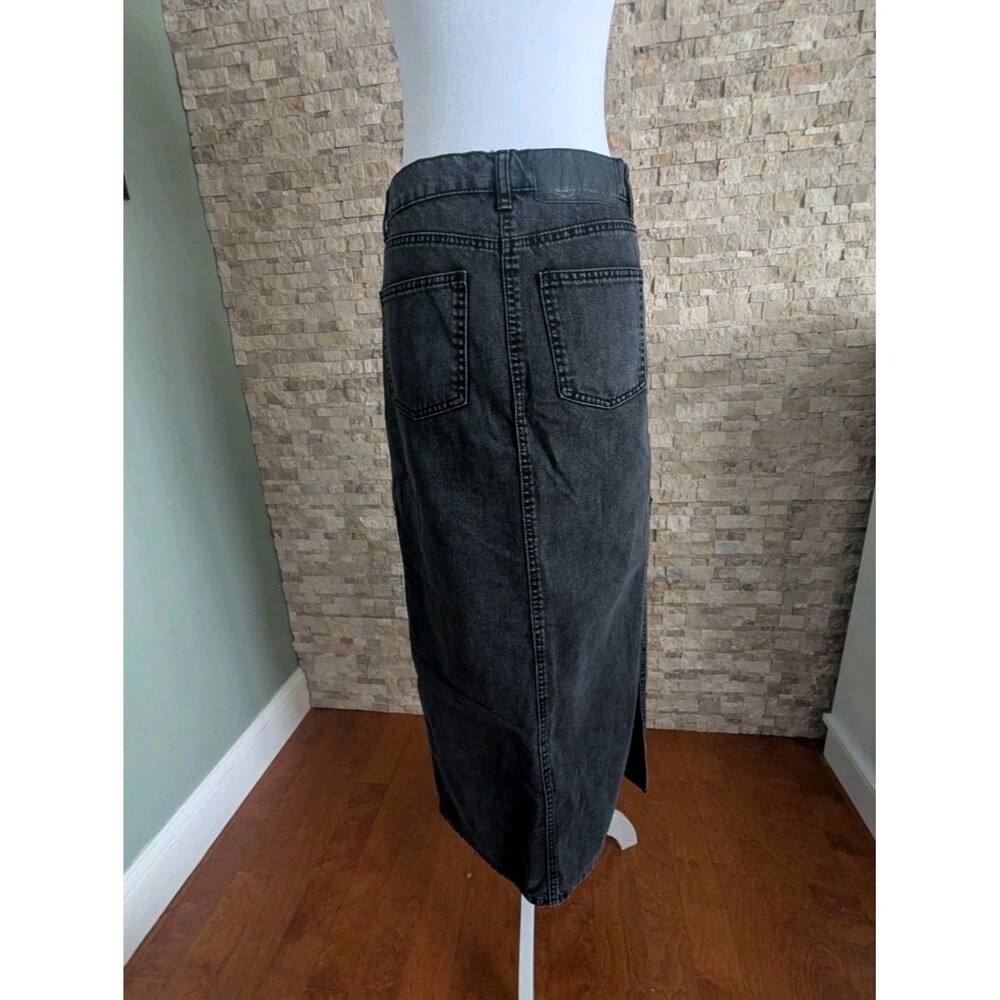 Alt Emo Y2K Punk Indie Sleaze Acid Wash Denim Midi Skirt Sz S 100% Cotton Slit image 5